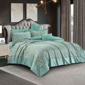 Jacquard Comforter Double 7-Piece Set, Mint Green