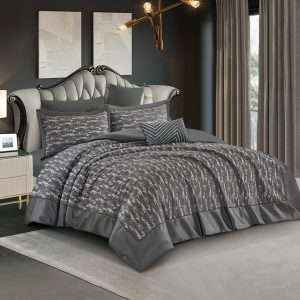 Jacquard Comforter Double 7-Piece Set, Black