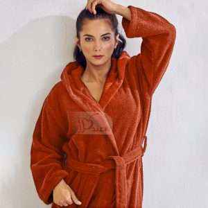 روب حمّام مع طاقيّة قُطن مصري، برتقالي