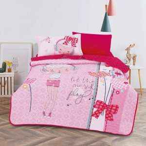 طقم لحاف مضغوط مفرد/ مفرد ونص 4 قطع، بناتي