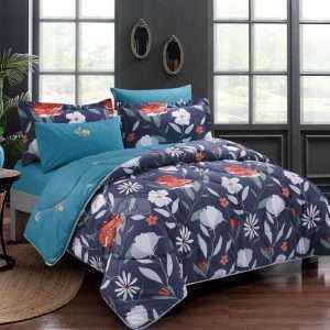 Reversible Floral Cotton 100% Comforter Set, 7 Pcs