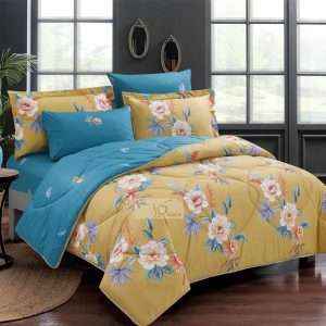 Reversible Floral Cotton 100% Comforter Set, 7 Pcs