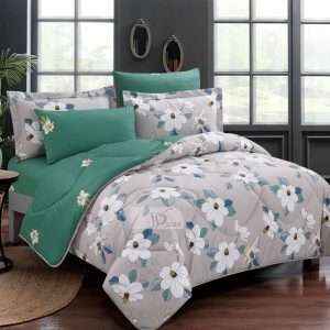 Reversible Floral Cotton 100% Comforter Set, 7 Pcs