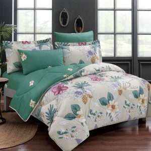 Reversible Floral Cotton 100% Comforter Set, 7 Pcs