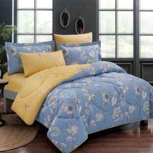 Reversible Floral Cotton 100% Comforter Set, 7 Pcs