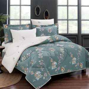 Reversible Floral Cotton 100% Comforter Set, 7 Pcs