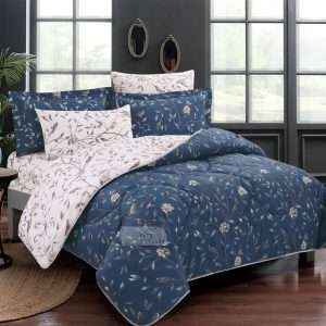 Reversible Floral Cotton 100% Comforter Set, 7 Pcs