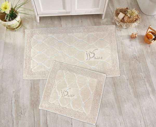 Rectangular 100% Cotton 2 piece Bath Rug Set, Creamy