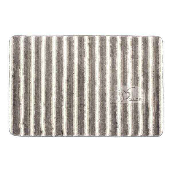 Striped Waterproof Bath Mat Soft Polyester Absorbent Anti-Slip (60X90cm)