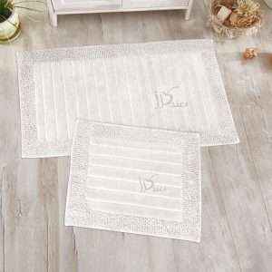 Rectangular 100% Cotton 2 piece Bath Rug Set, White