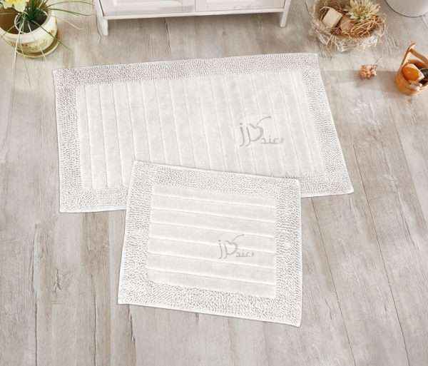 Rectangular 100% Cotton 2 piece Bath Rug Set, White