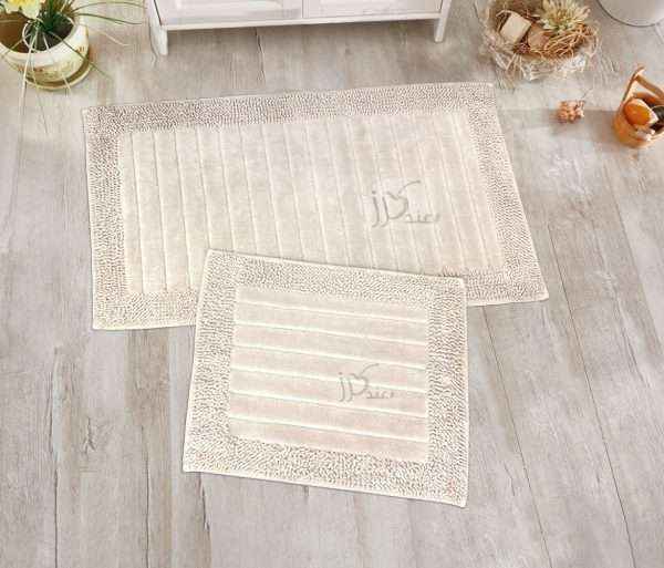 Rectangular 100% Cotton 2 piece Bath Rug Set, Creamy