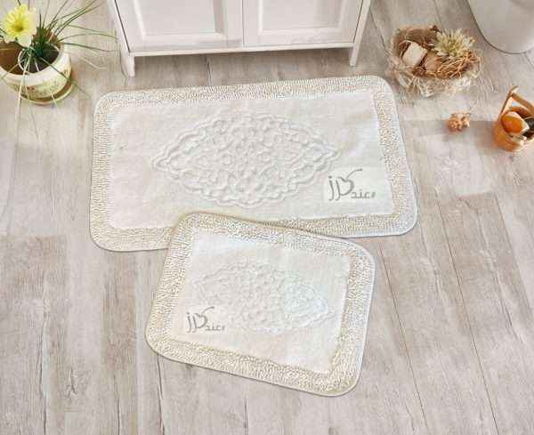 Rectangular 100% Cotton 2 piece Bath Rug Set, White