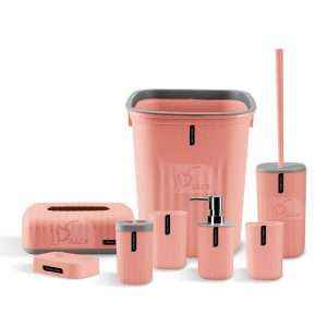 Matte Bathroom Accessory 8Pcs/Set, Pink
