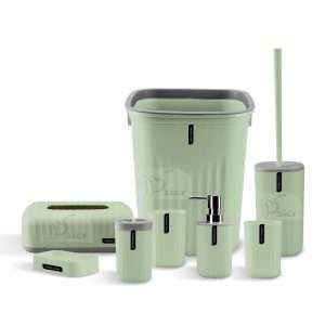 Matte Bathroom Accessory 8Pcs/Set, Mint Green