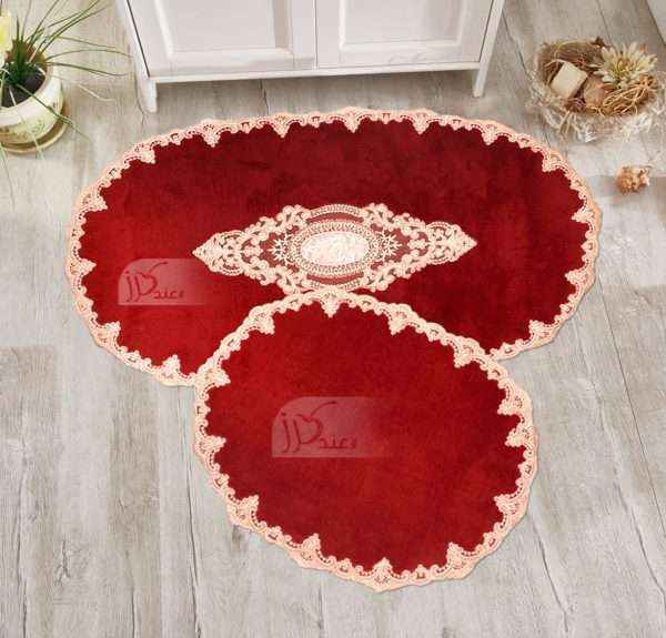 Cotton Lux Oval Turkish Bathmat set with French lace