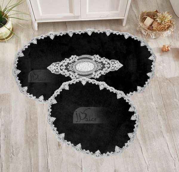 Cotton Lux Oval Turkish Bathmat set with French lace