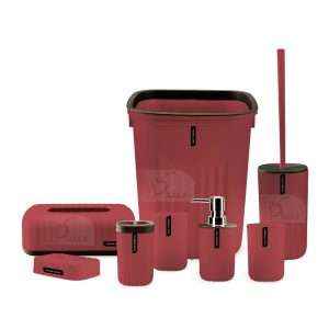 Matte Bathroom Accessory 8Pcs/Set, Burgundy