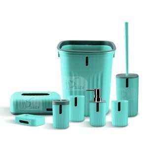 Matte Bathroom Accessory 8Pcs/Set, Candy Blue