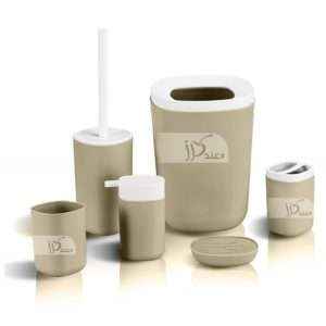Matte Bathroom Accessory 6 Pcs/Set, Beige