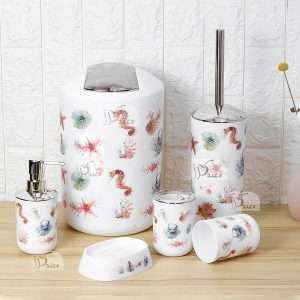 طقم إكسسوارات حمام بلاستيك 6 قطع