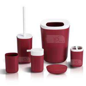 Matte Bathroom Accessory 6 Pcs/Set, Burgundy