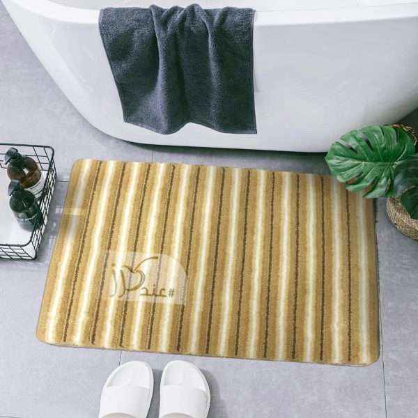 Striped Waterproof Bath Mat Soft Polyester Absorbent Anti-Slip (60X90cm)