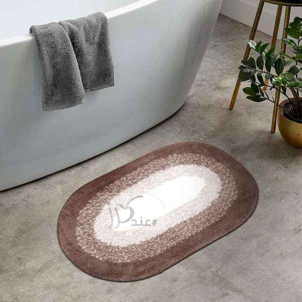 Oval Waterproof Bath Mat Soft Polyester Absorbent Anti-Slip (48X78cm)