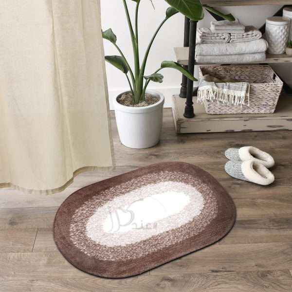 Oval Waterproof Bath Mat Soft Polyester Absorbent Anti-Slip (48X78cm)