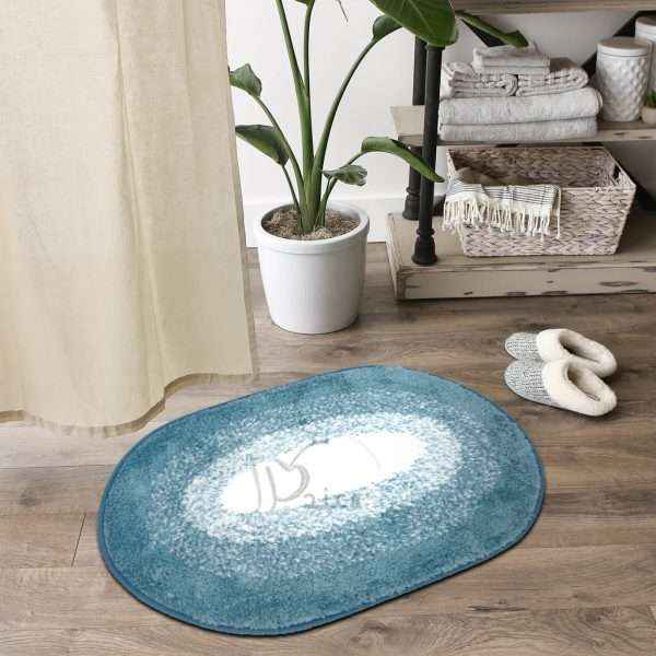 Oval Waterproof Bath Mat Soft Polyester Absorbent Anti-Slip (48X78cm)