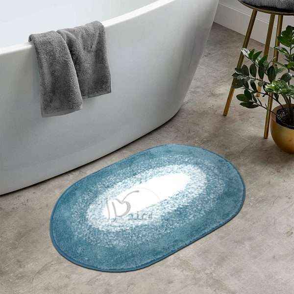 Oval Waterproof Bath Mat Soft Polyester Absorbent Anti-Slip (48X78cm)