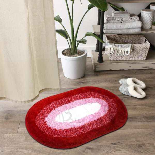 Oval Waterproof Bath Mat Soft Polyester Absorbent Anti-Slip (48X78cm)