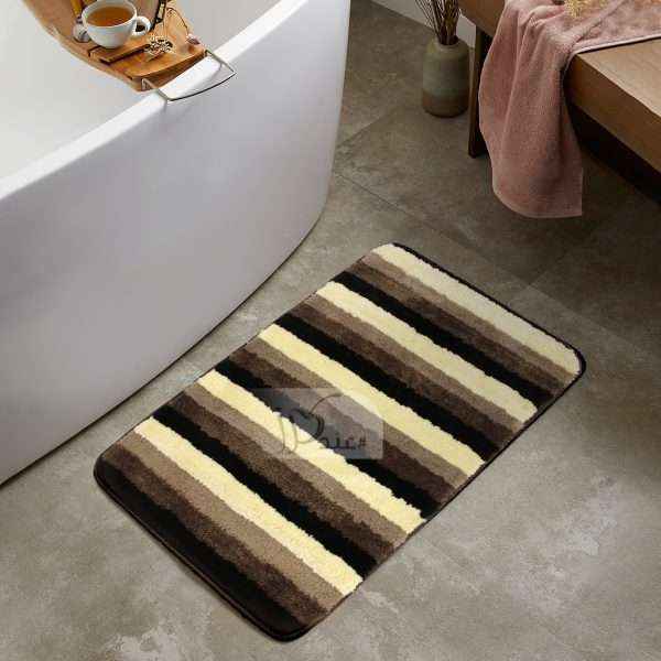 Striped Waterproof Bath Mat Soft Polyester Absorbent Anti-Slip (50X80cm)