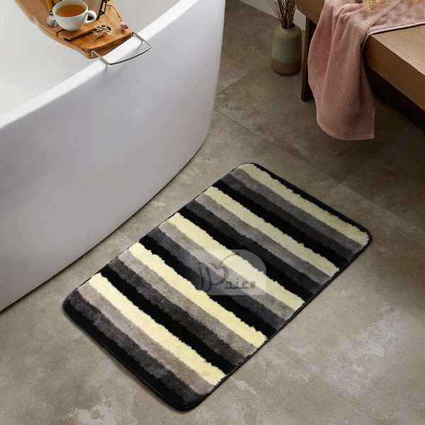 Striped Waterproof Bath Mat Soft Polyester Absorbent Anti-Slip (50X80cm)