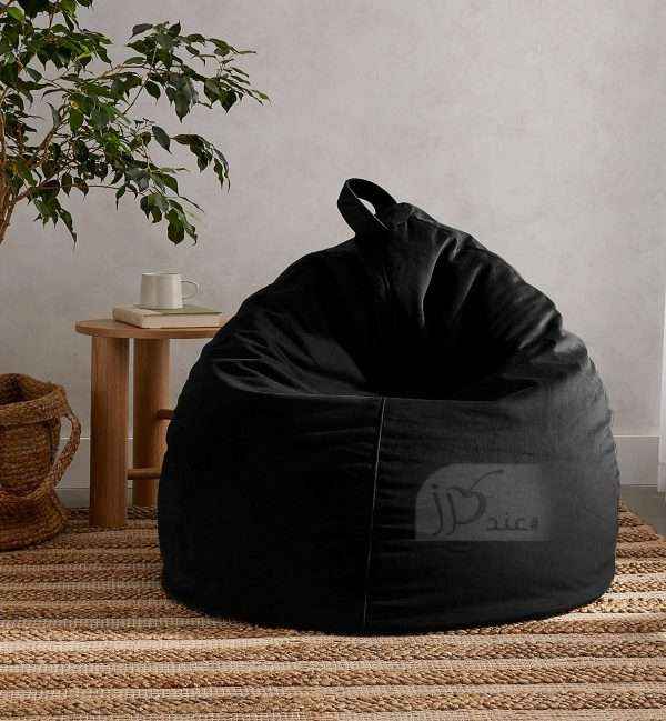 Velvet Bean Bag Chair, Black