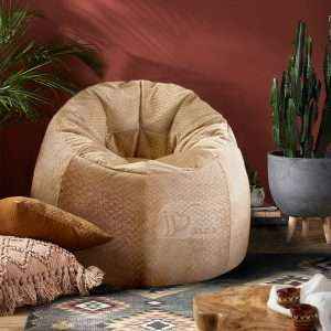 كرسي بين باج مخملي، بيج