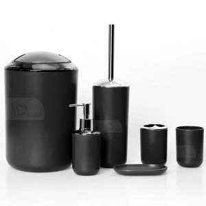 Matte Bathroom Accessory 6 Pcs/Set, Black