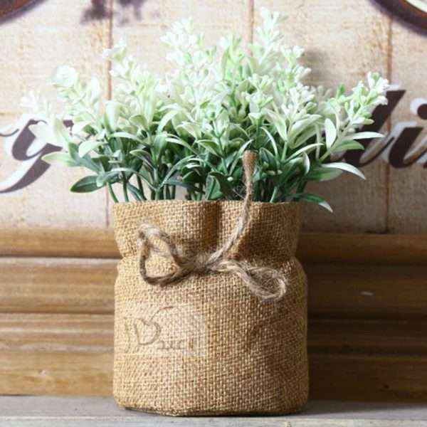 Artificial Plant In Straw Bag
