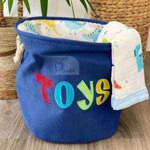 Cute Kid Canvas Laundry Basket Foldable Organizer with Drawstring Handle, Toy collection Storage box