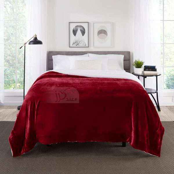 Fleece Reversible Plush Double Blanket, Burgundy