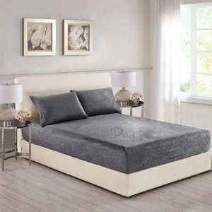 Flannel Fleece Fitted Sheet Velvet Twin Size set Plus Deep Pocket 2Pcs