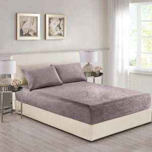 Flannel Fleece Fitted Sheet Velvet King Size set Plus Deep Pocket, 3Pcs