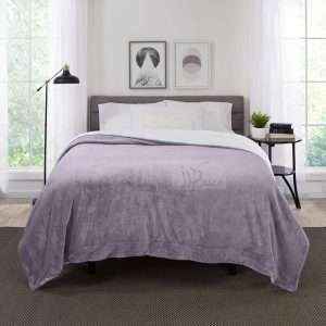 Fleece Reversible Plush Double Blanket, Lavender