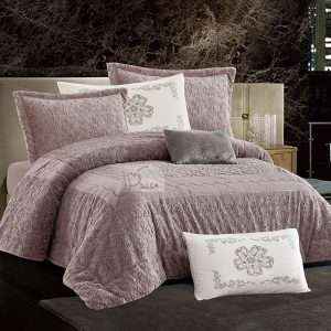 طقم لحاف شتوي فرو محفر مجوز 6 قطع، لاڤندر