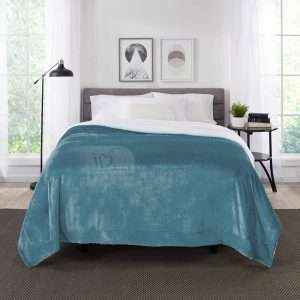 Fleece Reversible Plush Double Blanket Turquoise