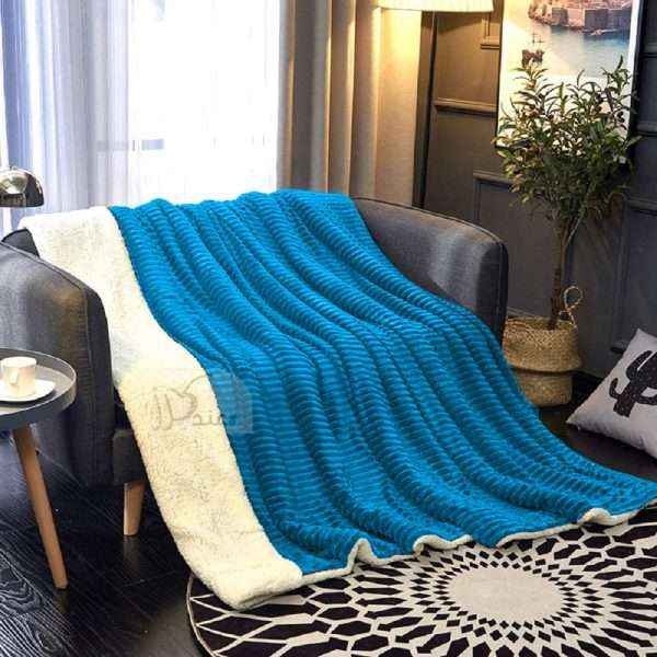 Fleece Reversible Plush Single Blanket 150 x 200 cm, Blue