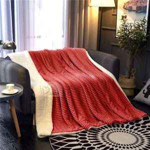 بطانية حجم مفرد خفيفة مُخمل وفرو 150x200 سم، كرميدي