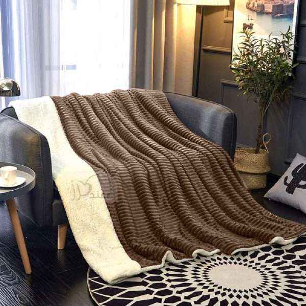 Fleece Reversible Plush Single Blanket 150 x 200 cm, Brown