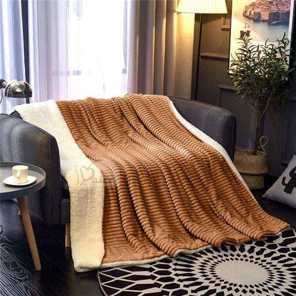 Fleece Reversible Plush Single Blanket 150 x 200 cm, Caramel