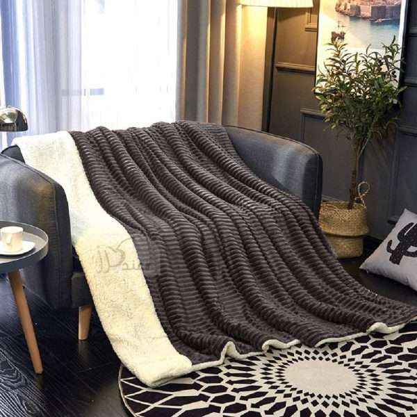 Fleece Reversible Plush Single Blanket 150 x 200 cm, Dark Gray